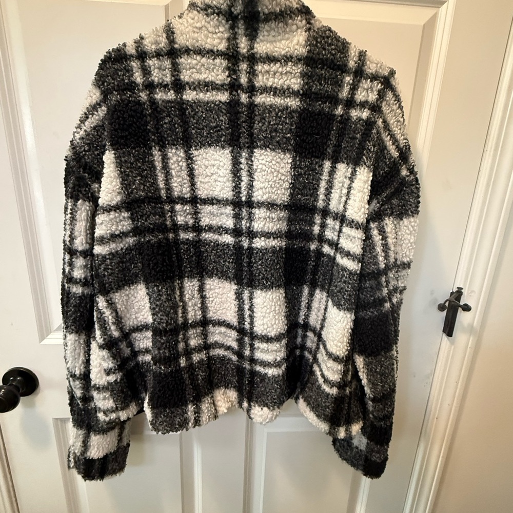 Black & White Plaid Bouclé Jacket - Relaxed Bouclé Blazer - Picture 3 of 3